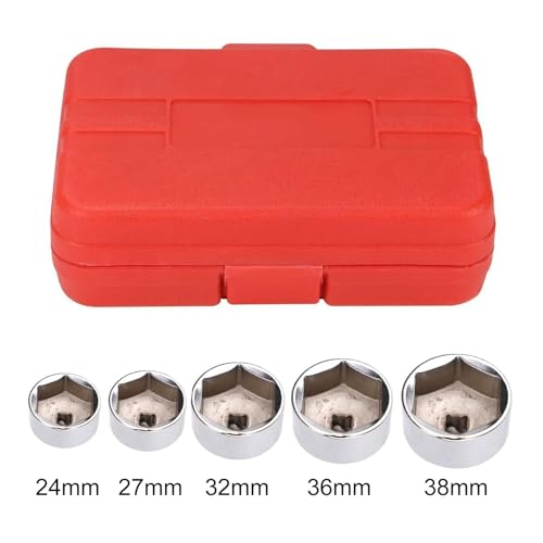 5-Piece Heavy-Duty Oil Filter Removal Socket Set – 3/8" Drive, 24–38mm – Precision Cap Wrench Kit For Quick & Hassle-Free Car Oil Filter Changes – Durable Carbon Steel Construction – Fits Most Vehicle