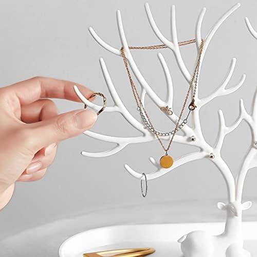 BLLREMIPSUR Deer Tree Jewelry Stand with Drawer Storage, Deer Antler Tree Design Bracelet Necklace Earrings Jewelry Organizer Tower Display Stand, Ideal Valentine's Day Gifts for Women