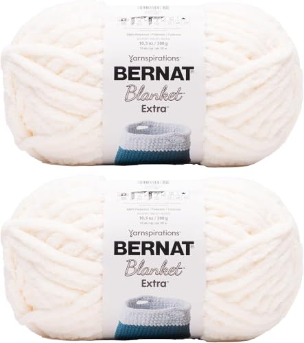 Image of Bernat Blanket Extra Chunky Chenile Acrylic Yarn - 300g /10.5oz #7 Jumbo Heavyweight Yarn for Knitting & Crocheting, Amigurumi, Thick Blankets (Vintage White, 97 Yards), 16102727042P02 (Pack of 24)
