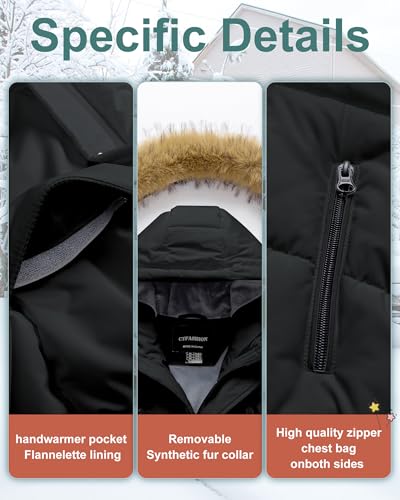 Image of Boy's Winter Coat Waterproof Kids Puffer Jacket Thicken Parka Fleece Lined Bubble Ski Snow Outerwear with Fur Hood
