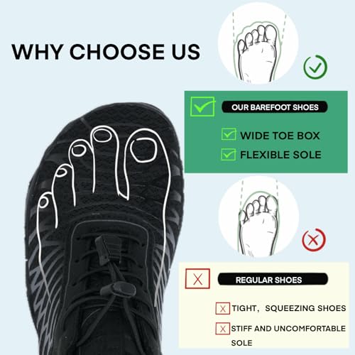 Image of Hike Barefoot Shoes for Women Men with Wide Toe Box, Healthy & Non-Slip Breathable Barefoot Water Shoes Beach Pool Aqua Swim Surf Hiking Walking Shoes