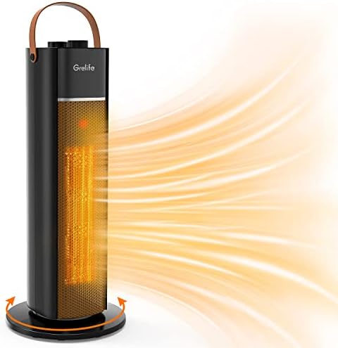 Amazon.com: Grelife 1500W Space Heater with Adjustable Thermostat, 18 PTC  Fast Heating Ceramic Heater, Widespread Oscillation, Over Heating u0026  Tip-over Switch Protection for Bedroom Office : Home u0026 Kitchen