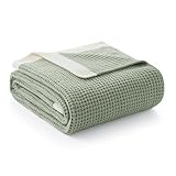 Amélie Home Waffle Throw Blanket for Couch, Soft Cozy Chenille Knit Blanket Warm Decorative Throw for Sofa, 50'x60', Sage Green