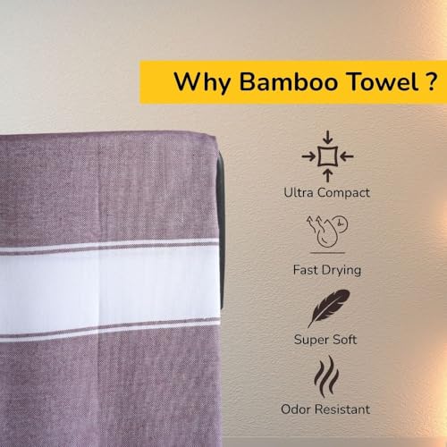 Image of Ultra Lightweight Bamboo Bath Towel-Set of 3| 155x80 CM| Quick Dry, Highly Absorbent, Skin-Friendly & Eco-Friendly Towels |Perfect for Daily Use, Travel (Less Than 200gm) & Gifting