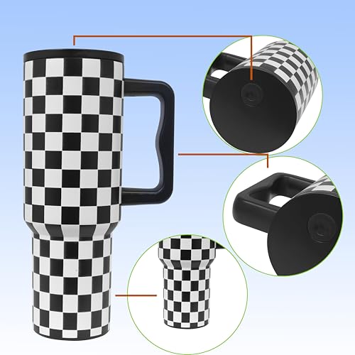 Image of Stainless Steel 1200 ml Vacuum Tumbler with Lid & Straw - Double‑Wall Insulated Cup for Travel, Gym & Office - Keeps Beverages Hot or Cold - 1.2 L Capacity (Black Checks)