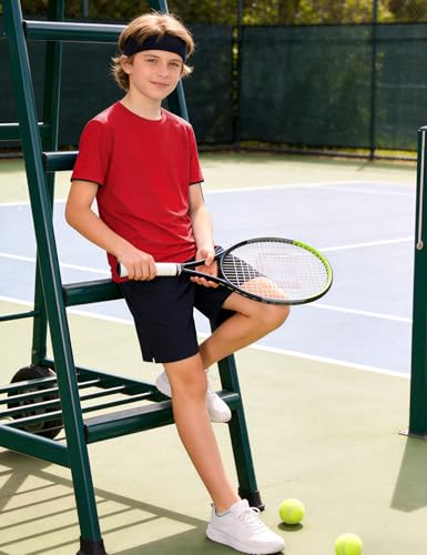 Image of Somaibo Boys Athletic Shirts Mesh Moisture Wicking Kids Short Sleeve
