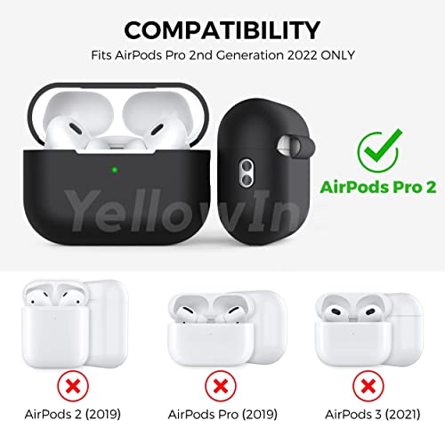 Image of Case Cover Compatible with Apple AirPods Pro (2nd Gen) 2022 (Black)