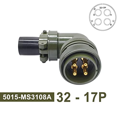 32-17 Mil-C Military Specification Connectors 4 Pin Circular Connector 5015 Mil Std Ms3102A Ms3106A Ms3108A Plug Socket 1Pcs (Color : Plug 3108 32-17P) #TOP1