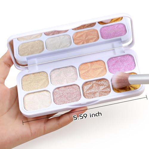 Boobeen 8 Colors Highlighter Makeup Highlight Powder Palette, Shimmer Facial Illuminator Bronzer Palette Waterproof Long Lasting, Highlighting Eyeshadow & Defining the Face - Image 6