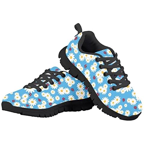 Daisy Print Girls Sneakers Kids Sports Running Shoes Walking Trainers Footwear Cover