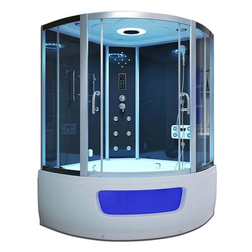 Home Deluxe - Dampfdusche EXCLUSIO - Schwarz, Maße: 130 x 130 x 215 cm - inkl. Radio, Regendusche und komplettem...