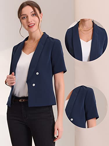 Allegra K Cropped Blazers for Women Summer Short Sleeve Open Front Jackets Blazer for Work Casual2