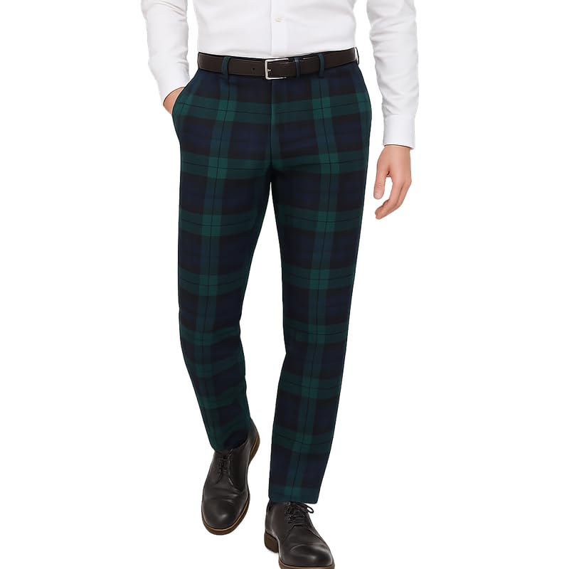 Mens Tailored fit Trousers - Various Scottish Tartans - Expandable Waist Band - Chinos Golf Trouser - Wedding Gift