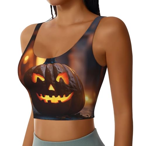 Débardeur sport femme citrouilles d'Halloween pour yoga et fitness