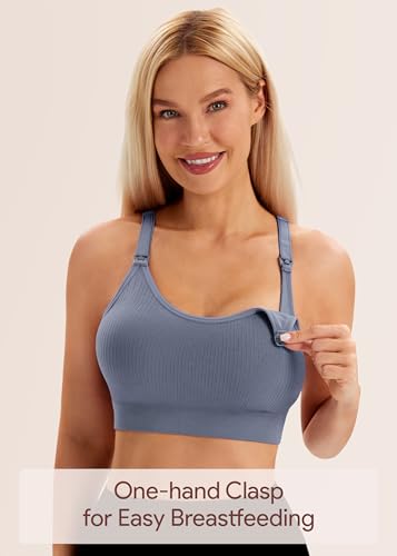 Image of Angelhood Nursing Bras for Breastfeeding, Criss-Cross Back Nursing Sports Bra, Low Impac Support Yoga Maternity Bras