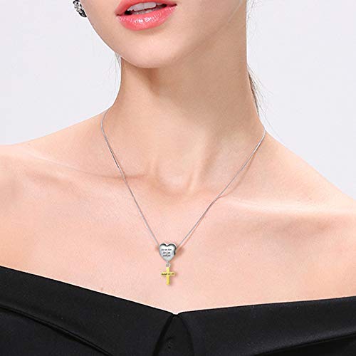 Image of Religious Cross Charm Scripture Bible Verse Engraved Gold Beads Charms for Pandora Bracelets