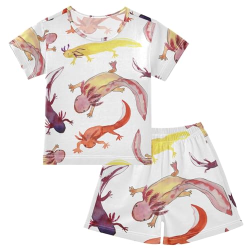 Pajama Short Sets Axolotl Soft Cotton Summer Sleepwear 2 Piece PJS Size 5-14T