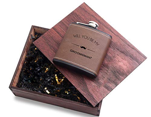 Groomsman Gifts for Wedding – Will You Be My Groomsman Flask – Groomsmen Proposal Gift Bags/Box – Groom Gifts