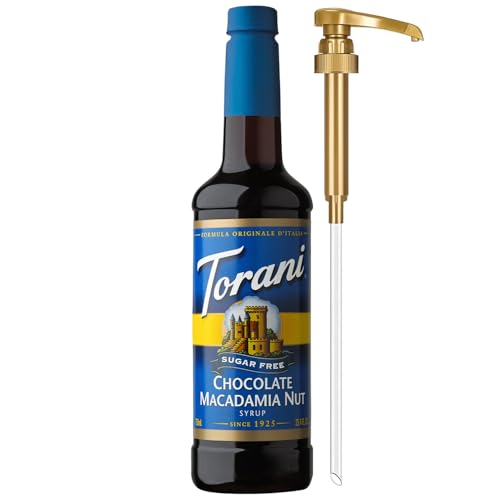 Torani Sugar Free Coffee Syrup, Chocolate Macadamia Nut Flavored Syrup for Drinks, Zero Calorie, Pump Included, 25.4 Fl Oz