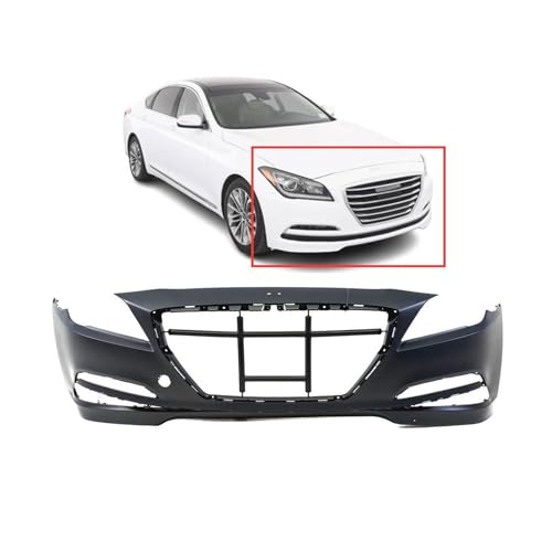 Image of FitParts Compatible with Hyundai Genesis 2015-2016 Front Bumper Cover | Primed, Without Parking Sensor Holes, Sedan, Ready to Paint, OEM 86511B1000, HY1000206