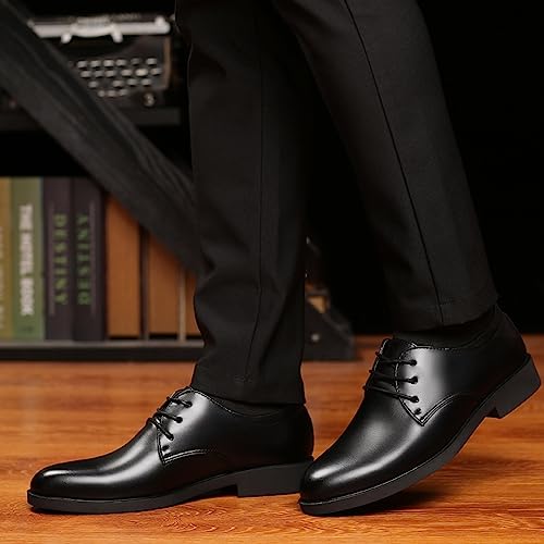 Mens Comfortable Balck Oxfords Shoes Leather Shoes Business Formal Oxfords Casual Dress Letaher Shoe Low Heel Matte Leather Derbby Lace up Work Office Business Shoe3