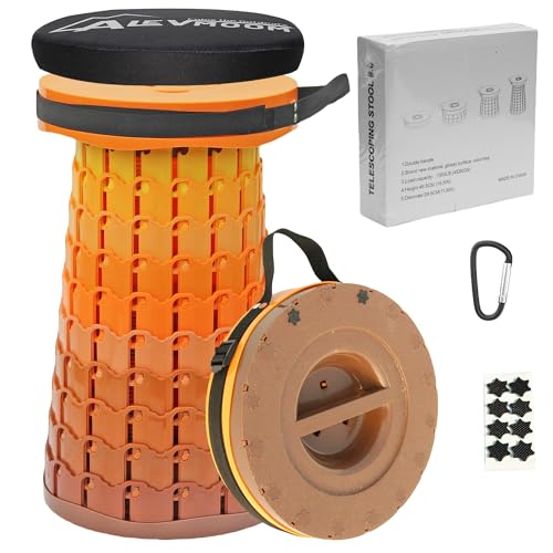 Image of ALEVMOOM Upgraded XXL Collapsilbe Stool with Cushion,More Sturdy and Height 19.7 inch,D11.8,Portable and Lightweight Adjustable Chair Telescoping Stool for Camping Hiking BBQ Max Loading 1000Ibs