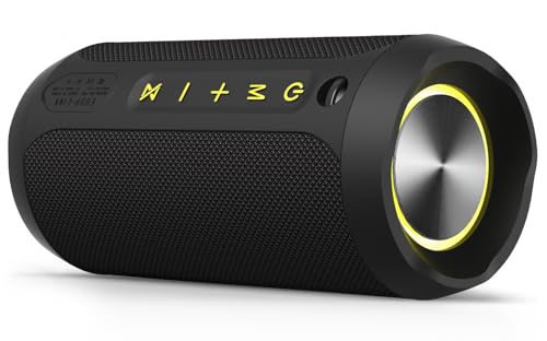EDUPLINK Bluetooth Speaker IPX7 Waterproof Wireless Speaker with Bass 20H Playtime TWS Stereo Pairing Portable Outdoor Speakers for Beach Camping Travel Gifts for Men Boys Teens Black