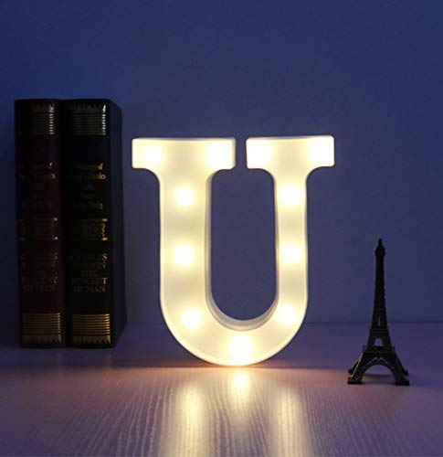 CJWPOWER Room Decor LED Letter Signs Lights Cute Home Decor Light Up Letter Signs for Wall Bedroom Party Decorations Wedding Birthday Night Light and More?U?