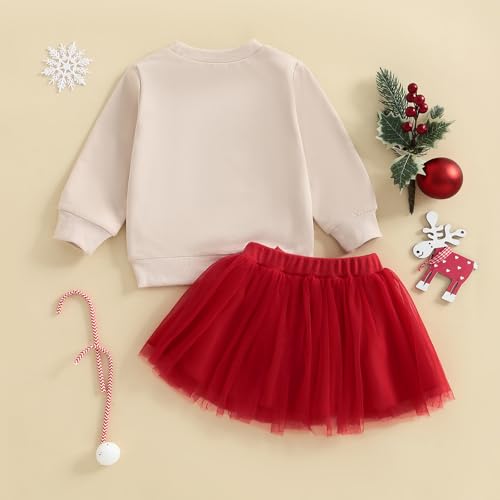 Thorn Tree Toddler Girl Christmas Outfit Baby Santa Sweatshirt Cute Tulle Skirt Set Fall Winter Outfits Clothes4
