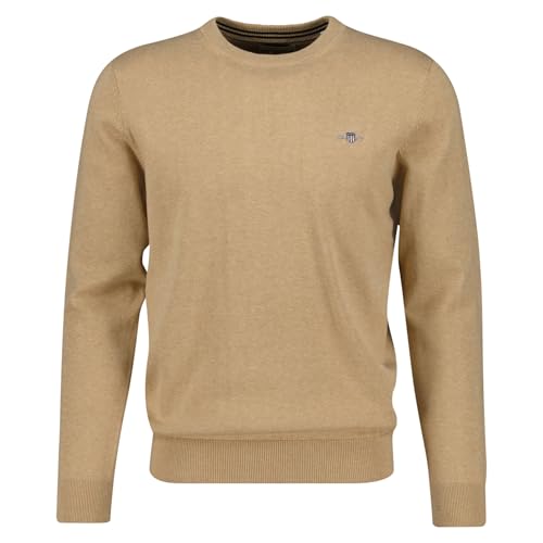 Gant Herren Classic Cotton C-Neck Pullover, Khaki Mel, XXL