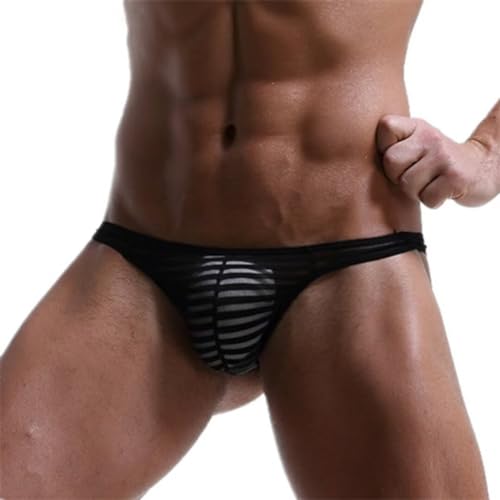 Men Thongs Striped Bikini G-string Underwear,See Through Gay Sissy Jockstrap Low Waist T-back3