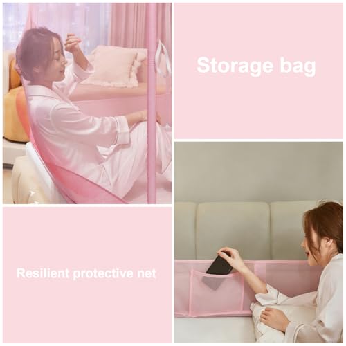 Image of Dawnwake Mosquito Net, Anti-Fall Mosquito Neting Bed for Babies /Adult /Outdoor,Portable Foldable Travel /Camping Mosquito Net Tent, Suit for Queen Size Bed (Pink, 200 * 150cm)
