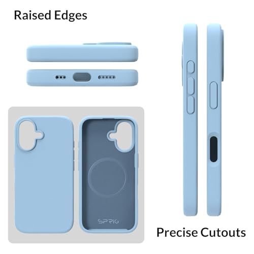 Image of SPRIG Compatible with iPhone 16 Premium SilkMag (Liquid Silicone Magnetic) Back Cover Drop Tested Shock Proof Mobile Case for Men, Women, Boys and Girls with Camera Protection (Blue)