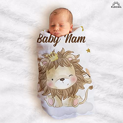 Flochil Personalized Baby Blankets, Custom Baby Blanket - Baby Blanket With Name For Boy, Best Gift For Baby, Newborn Lion Plush Fleece (30X40) #TOP1