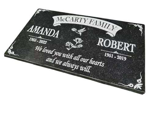Custom Memorial Granite Thick Stone 12x24 inches Memorial Grave Marker Headstone Garden Marker Cemetery Standard Tombstone (18x12x0.50)