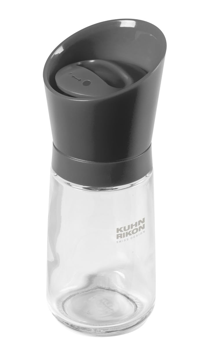 Kuhn Rikon Grey Tulip Grinder - Salt and Pepper Mill, Herb & Spice Grinder, Adjustable Ceramic Mechanism, Mess-Free Top Grinding, BPA-Free Design