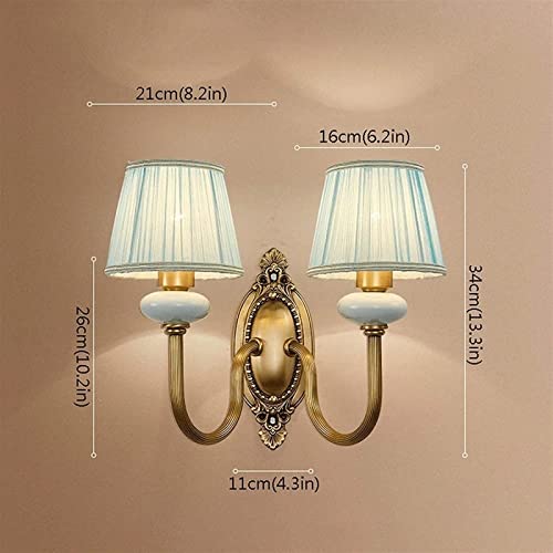 Elegantes luces montadas en la pared con diseño moderno y sofisticada pantalla de tela azul 7