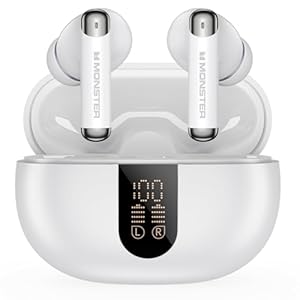 Monster N-Lite 211 – Auriculares inalámbricos Bluetooth 6.0 estéreo con graves potentes, micrófono integrado con cancelación de ruido para llamadas claras, pantalla LED, tiempo de reproducción de 36