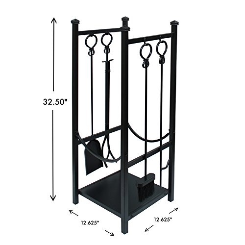 Panacea 15234 Log Bin And Fireplace Tool Set With 4 Tools, Black #TOP1