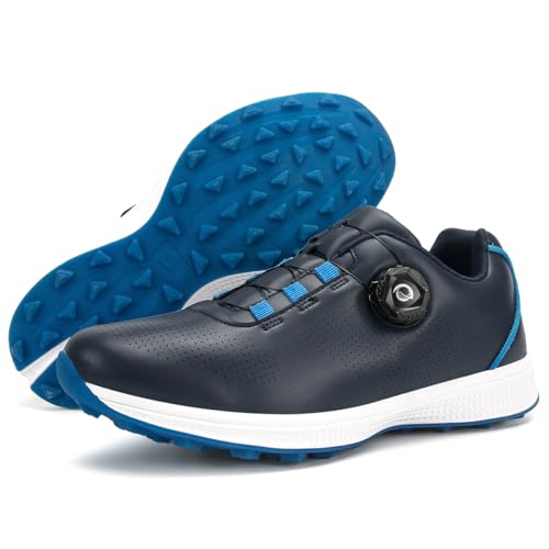 PIzrgm Scarpe da Golf da Uomo in Pelle, Impermeabili, Professionali, Senza Tacchetti, Scarpe da Golf Casual da Esterno, Antiscivolo,E,46 EU