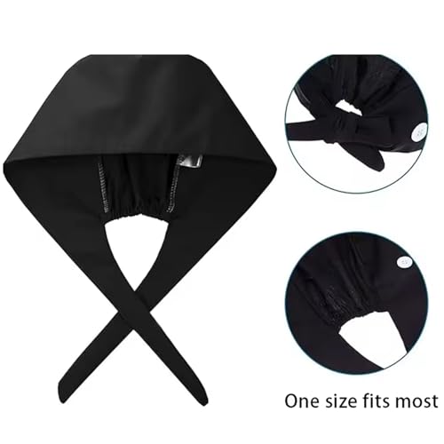 FAYAHAR 2 Stück Op Haube Stoff, Op Hauben Verstellbare mit Schweißband und Knöpfen, Baumwolldruck Kranken Schwesternkappe Krankenschwester Haube für Langes Haar (Grün, Schwarz)