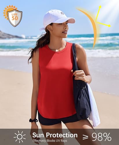 Image of PINSPARK Workout Tank Tops Woman Ice Silk UPF 50+ Athletic Yoga Shirts
