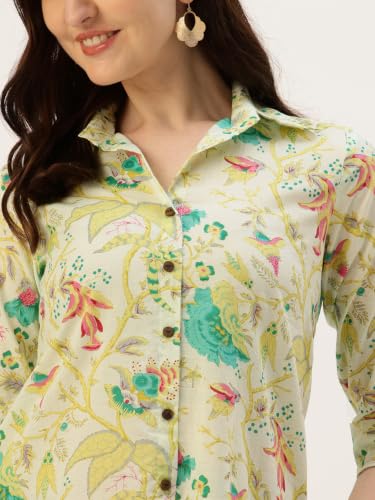 Image of feranoid Classic Collared Cotton Shirt with 3 /4 Sleeve for a Timeless Casual Look