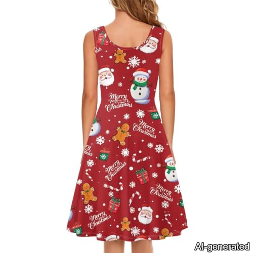 Image of Dreaweet Casual Sleeveless Dresses for Women Girls, Round Neck Tank Dresses with Pockets Summer Sundress Size XS-4XL