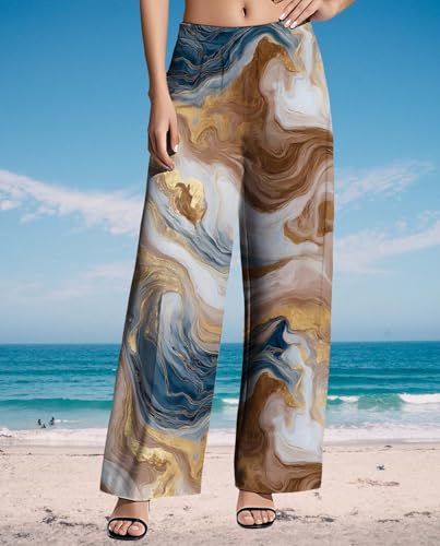 Womens High Waisted Pants 2025 Summer Wide Leg Oversize Pattern Print Loose Fit Beach Vacation Lounge Sweatpants3
