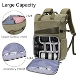 MOSISO Camera Backpack, DSLR/SLR/Mirrorless Camera Bag Case with Tripod Holder&15-16 inch Laptop Compartment&PU Handle, Canvas Photography Backpack Compatible with Canon/Nikon/Sony, Olive Yellow