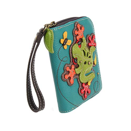 Chala Group Frog Zip-Around Wallet/Wristlet, Gift For Frog Lovers, Turquoise, 5" X 6" X 1" #TOP2