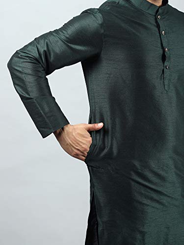 Image of Uri and MacKenzie Banarasi Dupion Silk Solid Kurta Churidar Pyjama Set for Men
