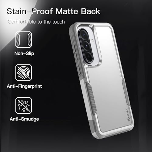 Image of KARWAN Shockproof Back Case Cover Compatible with Samsung Galaxy A36 /A56, Heavy Duty Case with 360 Degree Camera Protection, Dual Layer Rugged Bumper Protection Cover with Matte Finish (White)