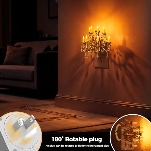 Image of Briignite LED Chandelier Night Light, Amber Night Lights Plug into Wall with Dusk to Dawn Light Sensor, Dimmable Nightlight Plug in for Bathroom Bedroom Hallway Kitchen